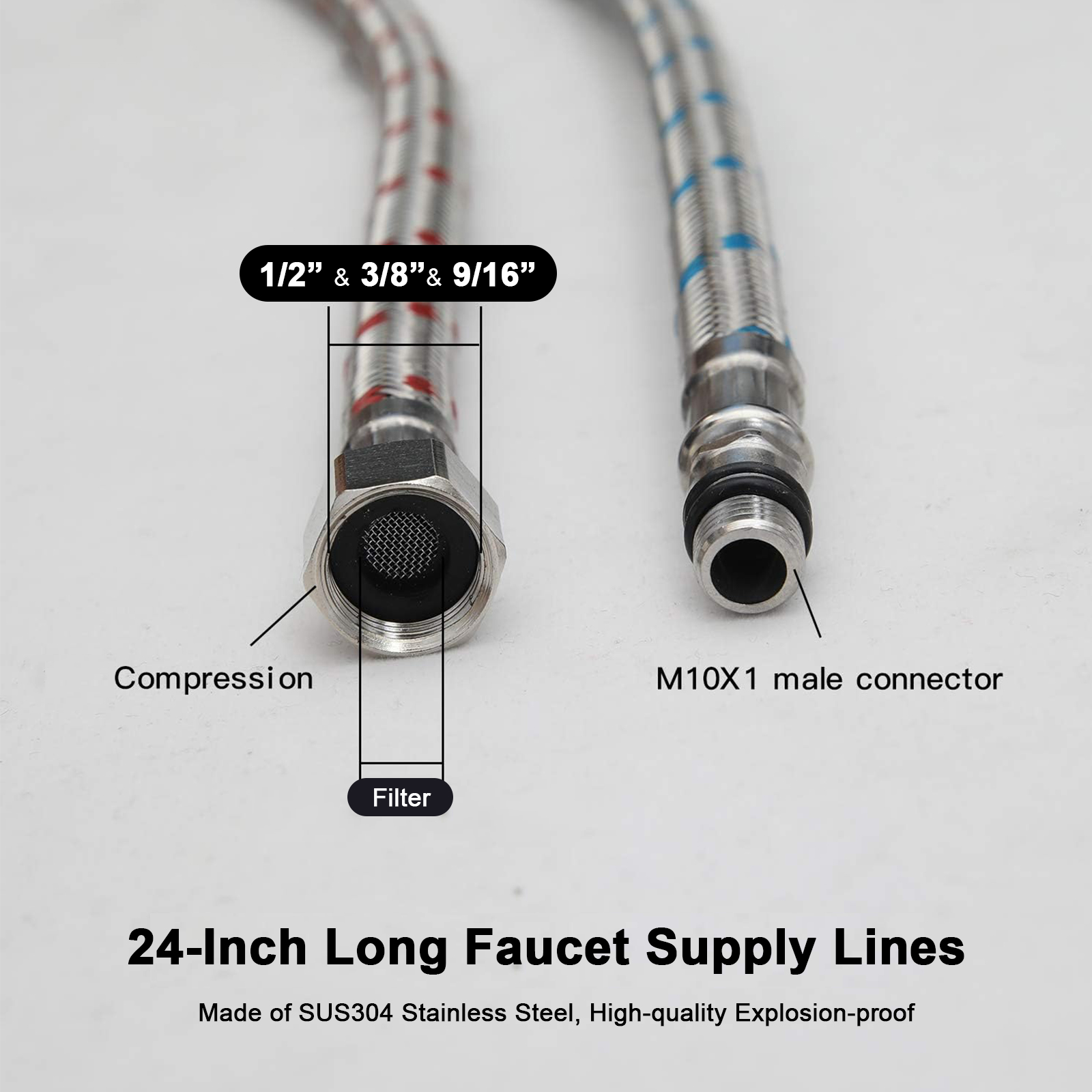 2 Piece 24-Inch Long Faucet Co - Flexible Hose Braided avis et prix