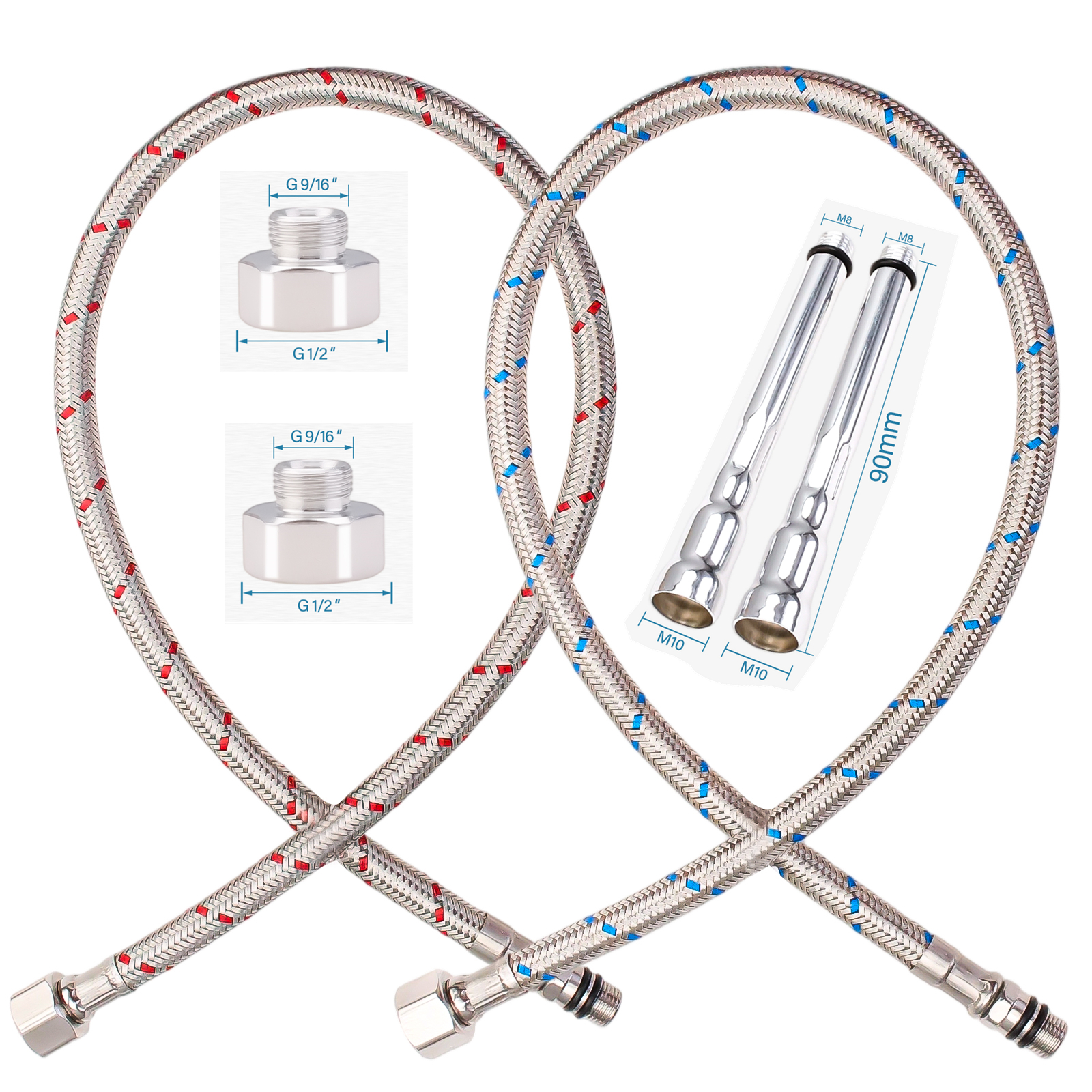 2PCS Flexible Plumbing Pipes G - Flexible Hose Braided avis et prix