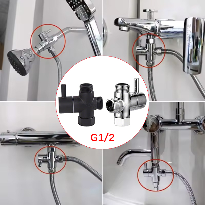 Black Silver 3 Way T-Adapter D - Shower Valve Cartridge avis et prix