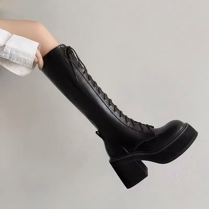 White  Boots Thick Bottom High - Pipe Bending Spring avis et prix