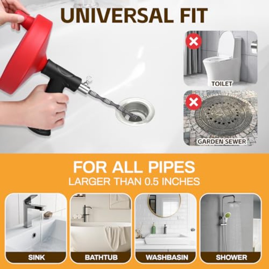 【Spot goods】Drain Auger 33 ft  - Drain Snake Flexible avis et prix